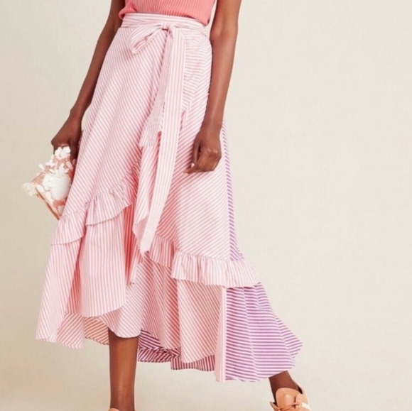 Anthropologie Dresses & Skirts - ⚡$40 New Low Price Anthropologie Wrap Skirt w/ Ruffled Tie Front & Tiered Design
